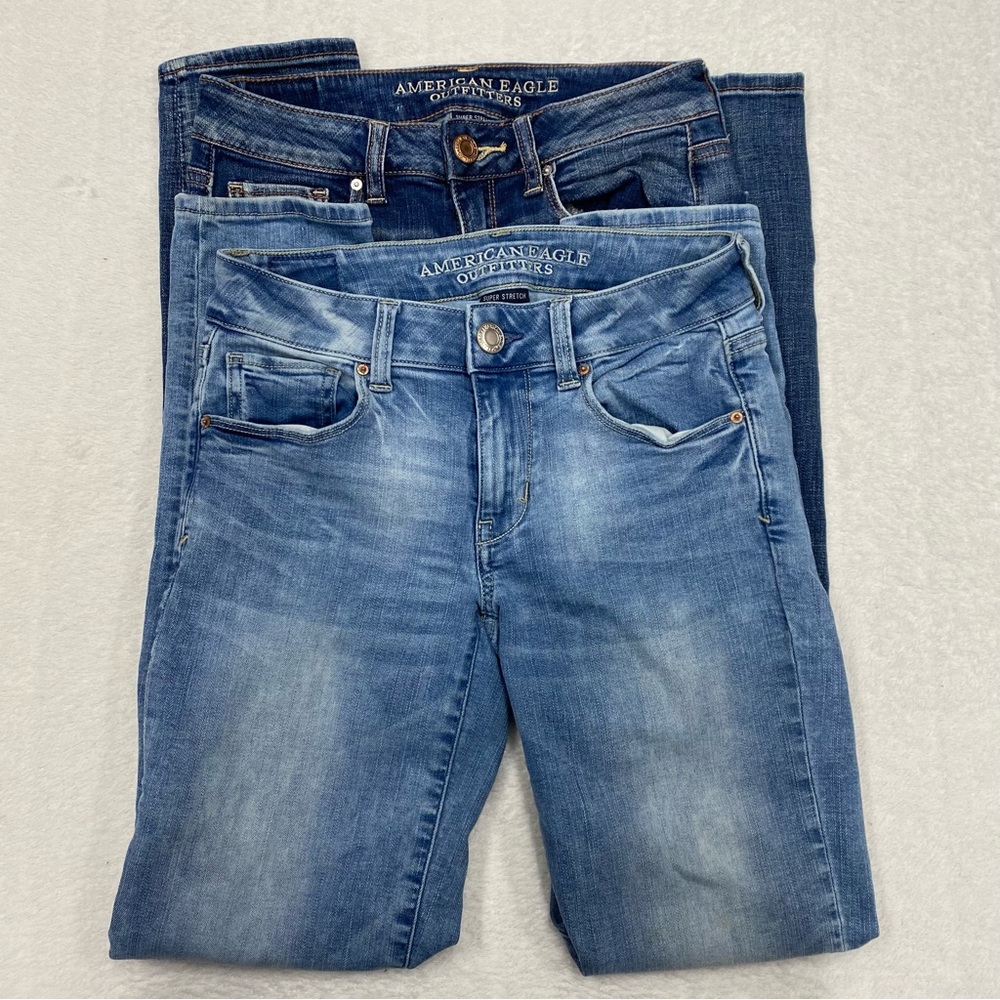 American Eagle 2 pair lot / bundle of Petite / Short Skinny Denim Jeans